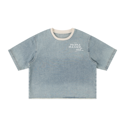 The Homecoming Boxy Raw Hem Denim T-Shirt
